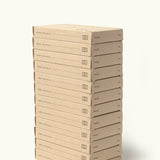 A stack of twelve identical brown cardboard boxes labeled "Analog Today Cards" stands upright on a light background—perfect for storing or organizing your 3x5 note cards.