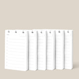 Six Discbound Analog Refill notepads (6-pack) stand upright against a light beige background. Each has lines, checkboxes for tasks, and “Today” at the top—perfect for daily planning or as refills.