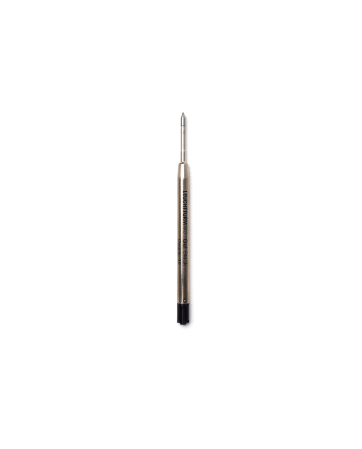 A Black Gel Pen Refill (The Ugmonk Pen) with a black tip is centered on a white background. Black text appears along the body of the refill.