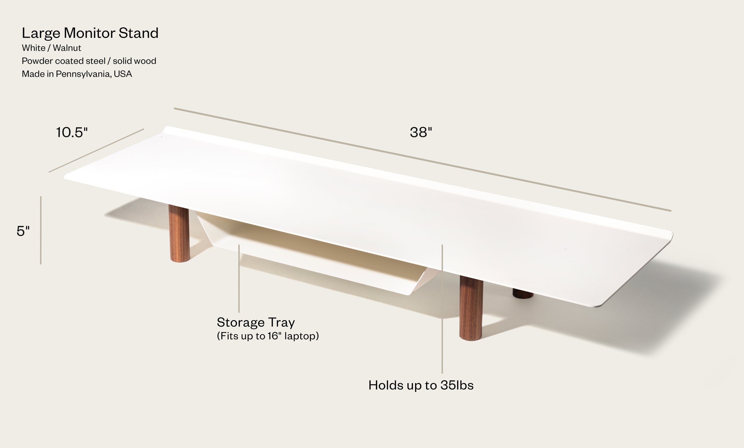 Warehouse Item - Gather Large Monitor Stand (White/Walnut) Warehouse Ugmonk