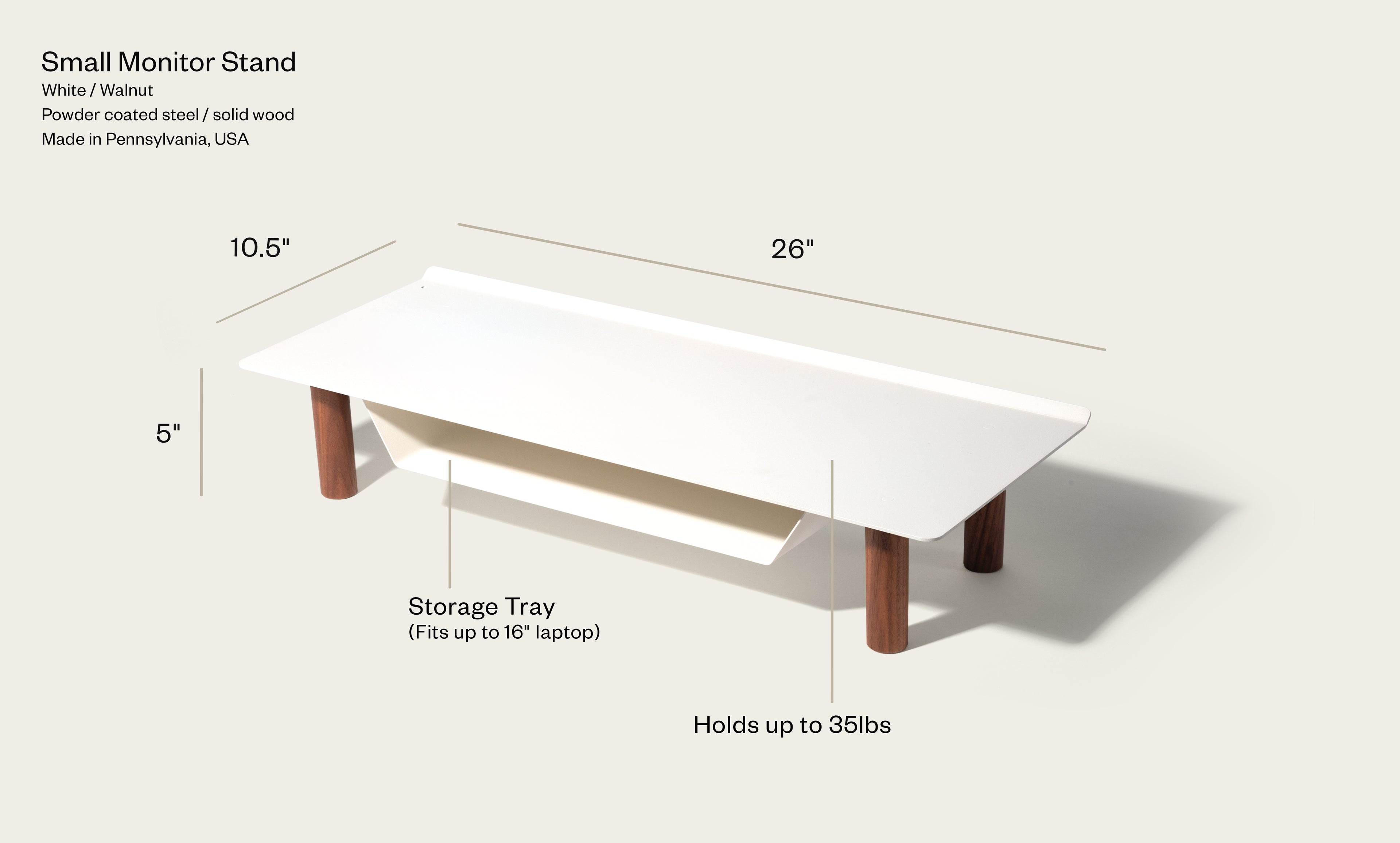Warehouse Item - Gather Small Monitor Stand (White/Walnut) Warehouse Ugmonk