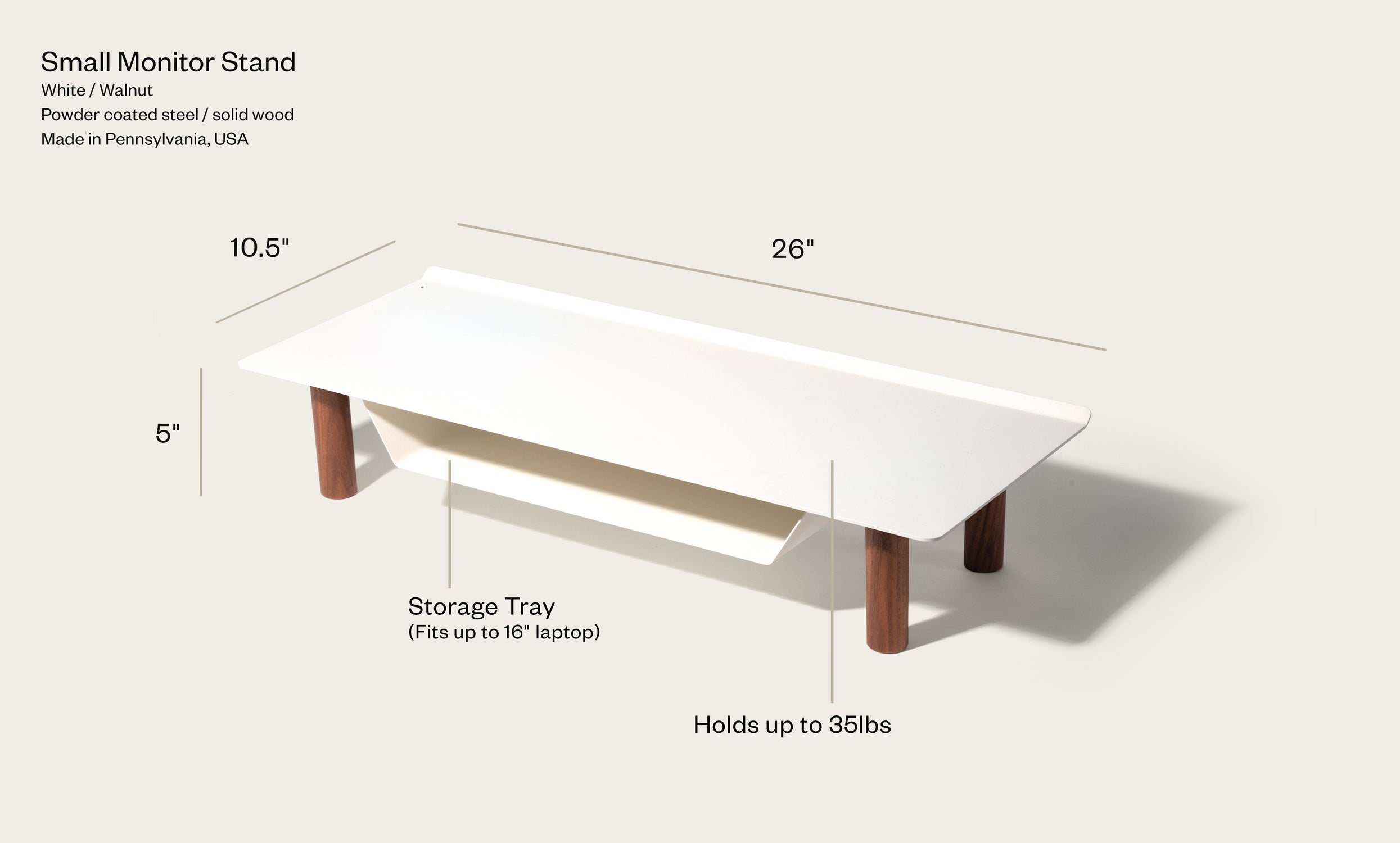 Warehouse Item - Gather Small Monitor Stand (White/Walnut) Warehouse Ugmonk