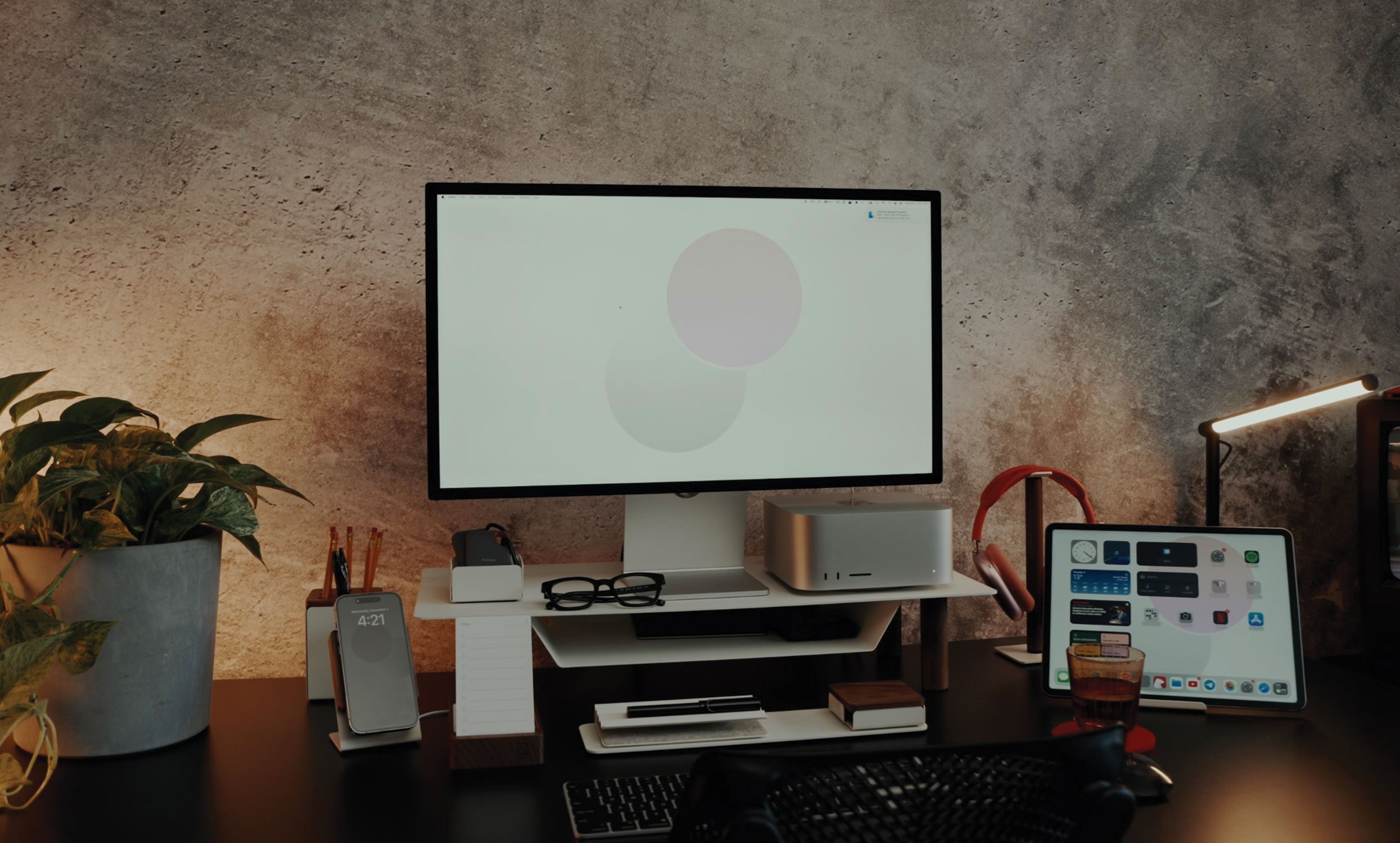Warehouse Item - Gather Small Monitor Stand (White/Walnut) Warehouse Ugmonk