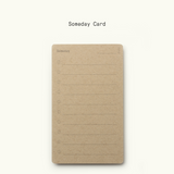A brown notecard labeled “Someday” with numbered lines, part of the Analog Premium Starter Kit (Walnut). Ideal for capturing ideas, aspirations, and goals to achieve someday in your productivity system or card holder.