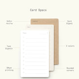 A diagram displays three stacked 3x5 cards—Today, Next, Someday—from the Analog Trial Pack, highlighting features: 3 colors, card and task signals, rounded corners, offset printing, and thick smooth premium card stock.