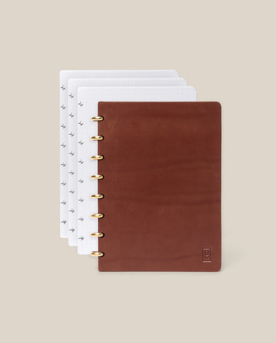 Discbound Heirloom Journal Bundle (Brown Leather 6" x 8.5" + 3 Refills) Journal Ugmonk