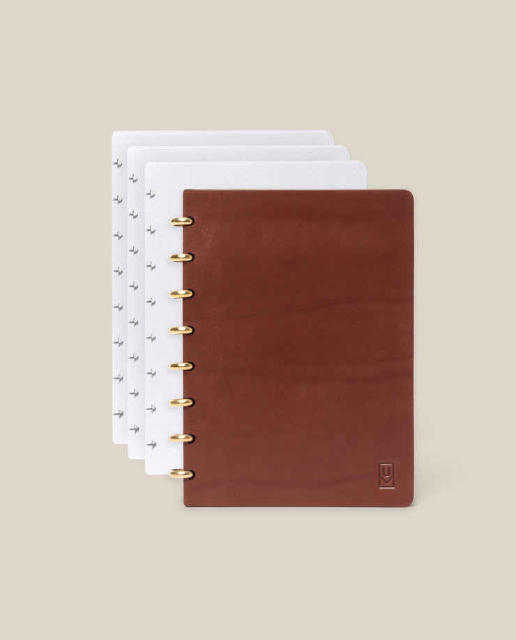 Discbound Heirloom Journal Bundle (Brown Leather 6" x 8.5" + 3 Refills) Journal Ugmonk