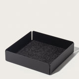 The Gather Large Tray (2x2 - Black) features a felt-lined interior, low straight sides, and a magnetic bottom. Shown here in black on a white background.