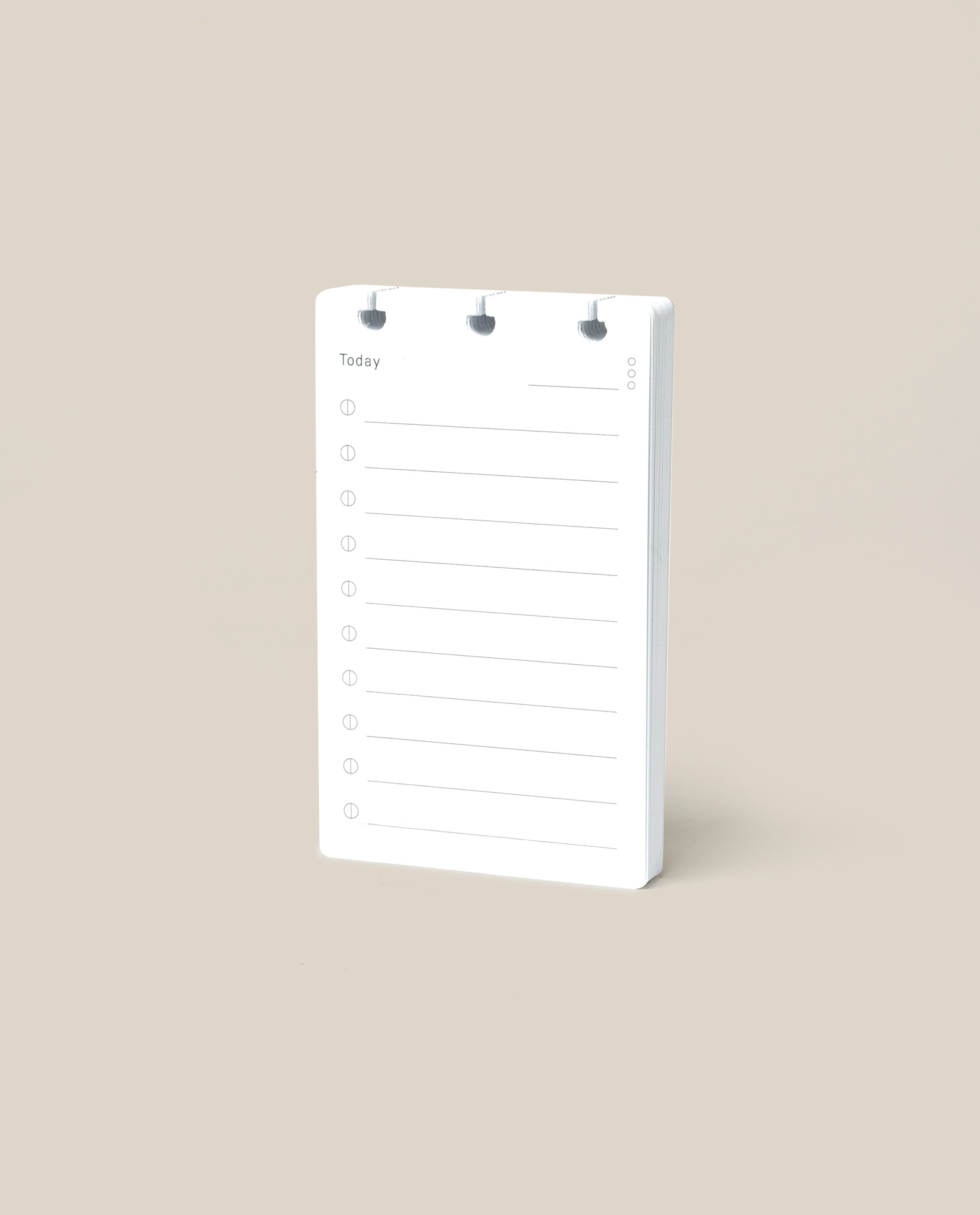 The Discbound Analog Refill (1-Pack) is a small, vertical notepad with three top ring holes, labeled "Today" with lines and time slots for scheduling—ideal as a refill card pack.