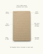 A brown, vertical Analog - Someday Card with horizontal lines and “Someday” label. Features 3x5" size, thick uncoated paper, dot grid back, rounded corners, made in USA. Each 3-pack includes 50 cards per pack.