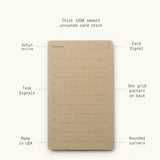 A brown, vertical Analog - Someday Card with horizontal lines and “Someday” label. Features 3x5" size, thick uncoated paper, dot grid back, rounded corners, made in USA. Each 3-pack includes 50 cards per pack.
