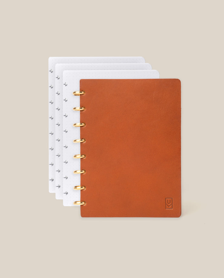 Discbound Heirloom Journal Bundle (Tan Leather - Standard 6" x 8.5" + 3 Refills) Journal Ugmonk