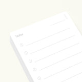 Analog Today Cards (12-Pack): Minimalist notepads inspired by analog note cards, each featuring "Today" at the top with a vertical list of blank lines and circles to organize daily tasks on a clean, light background.