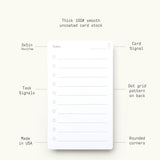 Analog - Today Cards (3-Pack): Each white 3x5-inch card features lines, circles for tasks, a dot grid back, rounded corners, thick smooth cardstock, and text highlighting key features. Each pack includes 50 cards; this offer is for 3 packs.