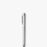 The Craft Design Technology Multifunctional Pen, featuring a silver finish, textured grip, and pocket clip, stands vertically against a plain white background.