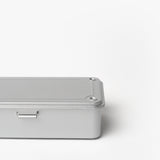 The Toyo Steel Stackable Storage Box T-190 (Silver), made in Japan, is shown partially with the right side cut off, against a plain white background.